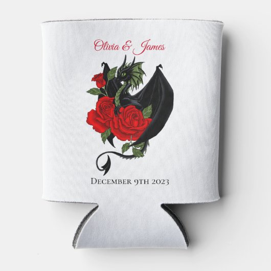 Black Dragon Red Roses Fantasie Blikjeskoeler (Voorkant)