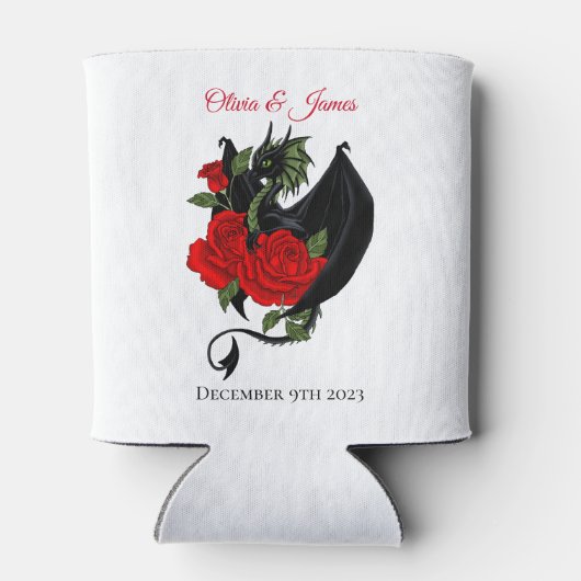 Black Dragon Red Roses Fantasie Blikjeskoeler (Achterkant)