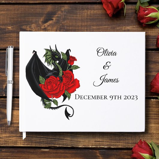 Black Dragon Red Roses Fantasie Gastenboek
