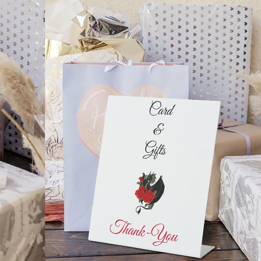 Black Dragon Red Roses Fantasie Reclamebord Met Voetstuk