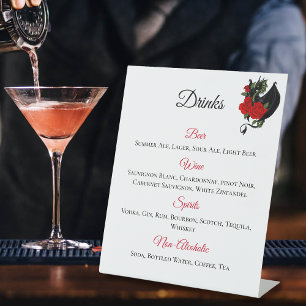 Black Dragon Red Roses Fantasie Reclamebord Met Voetstuk