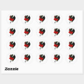 Black Dragon Red Roses Fantasie Ronde Sticker (Vel)