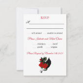 Black Dragon Red Roses Fantasie RSVP Kaartje (Voorkant)