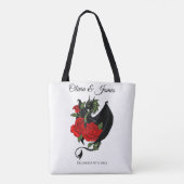 Black Dragon Red Roses Fantasie Tote Bag (Achterkant)
