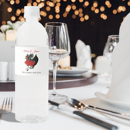 Black Dragon Red Roses Fantasie Waterfles Etiket