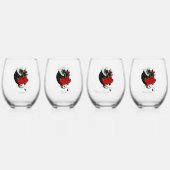 Black Dragon Red Roses Fantasie Wijnglas Zonder Voet (Voorkant)
