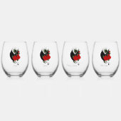 Black Dragon Red Roses Fantasie Wijnglas Zonder Voet (Achterkant)