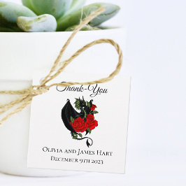 Black Dragon Red Roses Fantasy Bruiloft Bedankjes Labels