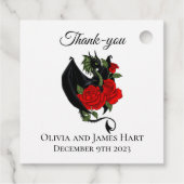 Black Dragon Red Roses Fantasy Bruiloft Bedankjes Labels (Achterkant)