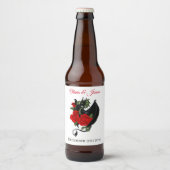 Black Dragon Red Roses Fantasy Bruiloft Bier Etiket (Voorkant)