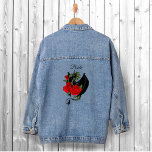 Black Dragon Red Roses Fantasy Bruiloft Denim Jacket<br><div class="desc">Een zwarte draak die tussen rode rozen zit</div>