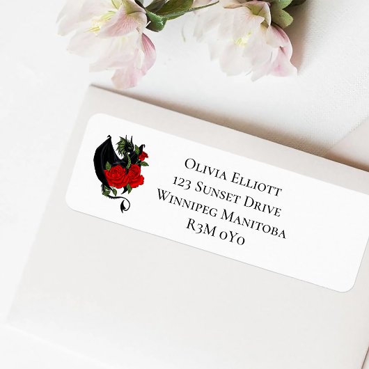 Black Dragon Red Roses Fantasy Bruiloft Etiket