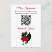 Black Dragon Red Roses Fantasy Bruiloft Informatiekaartje (Achterkant)