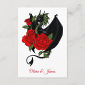 Black Dragon Red Roses Fantasy Bruiloft Informatiekaartje (Achterkant)