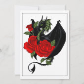 Black Dragon Red Roses Fantasy Bruiloft Kaart (Achterkant)