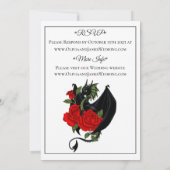 Black Dragon Red Roses Fantasy Bruiloft Kaart (Achterkant)