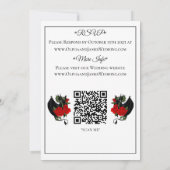 Black Dragon Red Roses Fantasy Bruiloft Kaart (Achterkant)