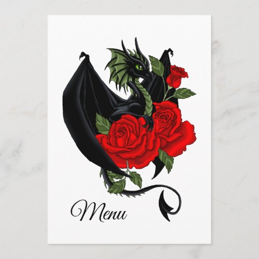 Black Dragon Red Roses Fantasy Bruiloft Menu (Achterkant)