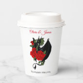 Black Dragon Red Roses Fantasy Bruiloft Papieren Bekers (Voorkant)