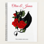 Black Dragon Red Roses Fantasy Bruiloft Planner (Voorkant)