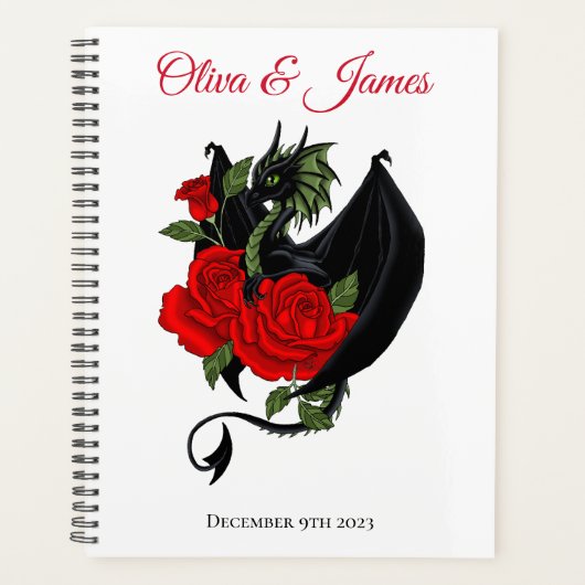 Black Dragon Red Roses Fantasy Bruiloft Planner (Voorkant)