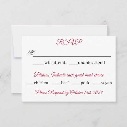 Black Dragon Red Roses Fantasy Bruiloft RSVP Kaartje (Voorkant)