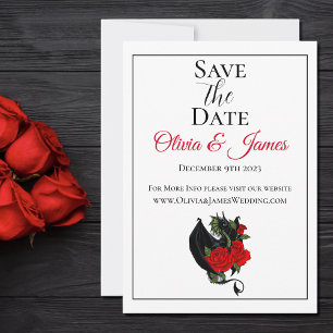 Black Dragon Red Roses Fantasy Bruiloft Save The Date