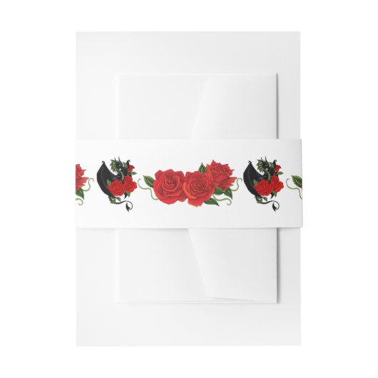Black Dragon Red Roses Fantasy Bruiloft Uitnodigingen Wikkel (Voorkant Voorbeeld)