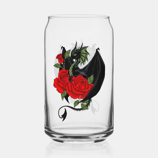 Black Dragon Red Roses Lavendel Blikvorm Glas (Achterkant)