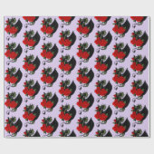Black Dragon Red Roses Lavendel Cadeaupapier (Vlak)