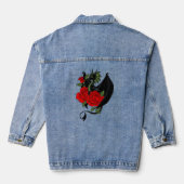 Black Dragon Red Roses Lavendel Denim Jacket (Achterkant)