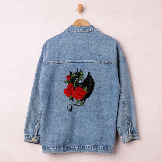 Black Dragon Red Roses Lavendel Denim Jacket (Hangar)