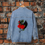 Black Dragon Red Roses Lavendel Denim Jacket