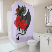 Black Dragon Red Roses Lavendel Douchegordijn (In situ)