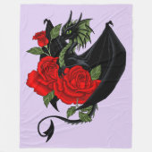 Black Dragon Red Roses Lavendel Fleece Deken (Voorkant)