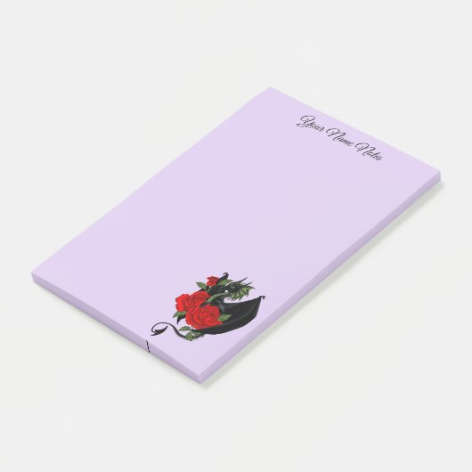 Black Dragon Red Roses Lavendel Post-it® Notes (Schuin)
