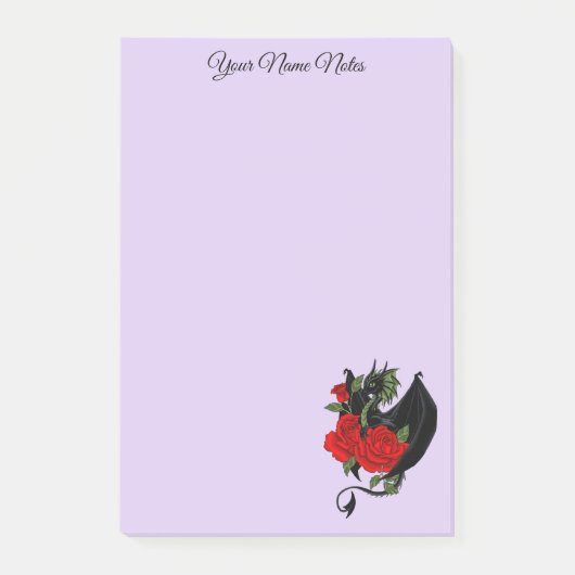 Black Dragon Red Roses Lavendel Post-it® Notes (Voorkant)