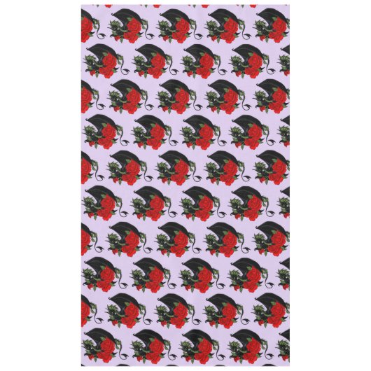 Black Dragon Red Roses Lavendel Tafelkleed (Voorkant)