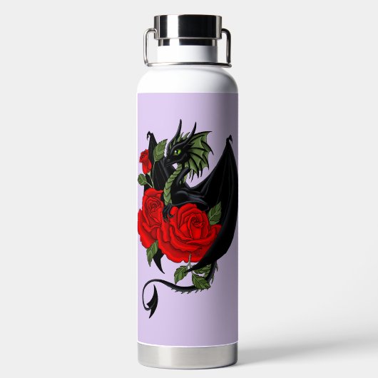 Black Dragon Red Roses Lavendel Waterfles (Achterkant)