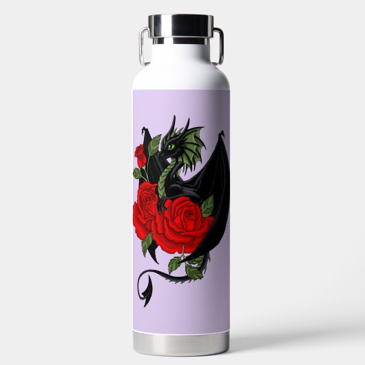 Black Dragon Red Roses Lavendel Waterfles (Voorkant)
