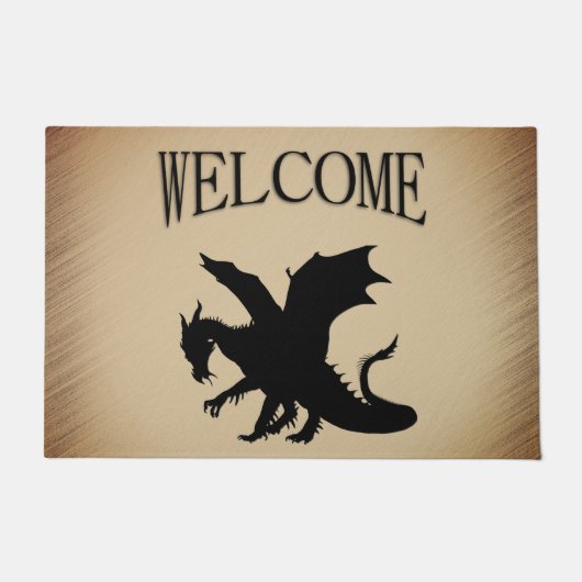 Black Dragon Rustic Background Welcome Deurmat (Voorkant)