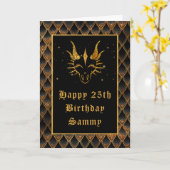 Black Dragon Scales Faux Glitter Happy Birthday Kaart (Gele Bloem)