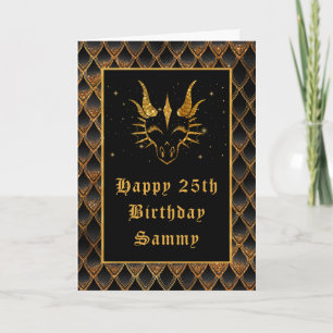 Black Dragon Scales Faux Glitter Happy Birthday Kaart