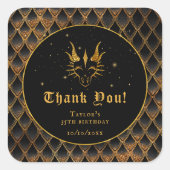 Black Dragon Scales Gouden Verjaardag Dank u Vierkante Sticker (Voorkant)