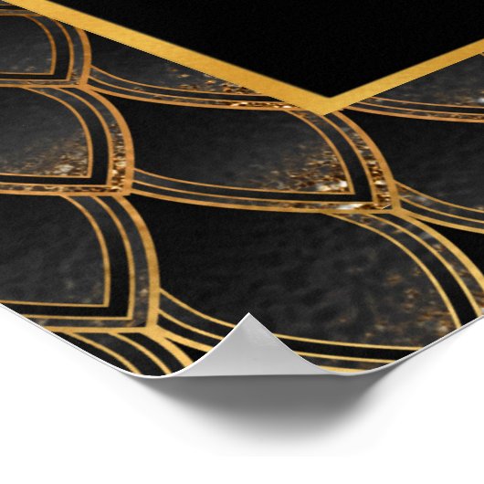 Black Dragon Scales Gouden Verjaardagsfeestje Welk Poster (Hoek)