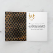 Black Dragon Schalen Gouden Faux Glitter Verjaarda Bedankkaart (Binnen)