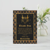 Black Dragon Schalen Gouden Faux Glitter Verjaarda Bedankkaart (Staand voorkant)