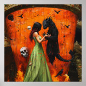 Black Dragon Shadow Work Witchy AI Art Matte Value Poster (Voorkant)