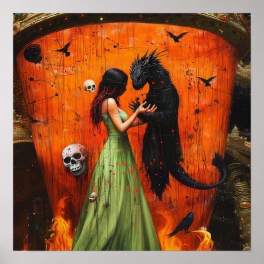 Black Dragon Shadow Work Witchy AI Art Matte Value Poster (Voorkant)