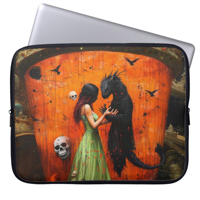 Black Dragon Shadow Work Witchy Recovery AI-kunst Laptop Sleeve (Voorkant)